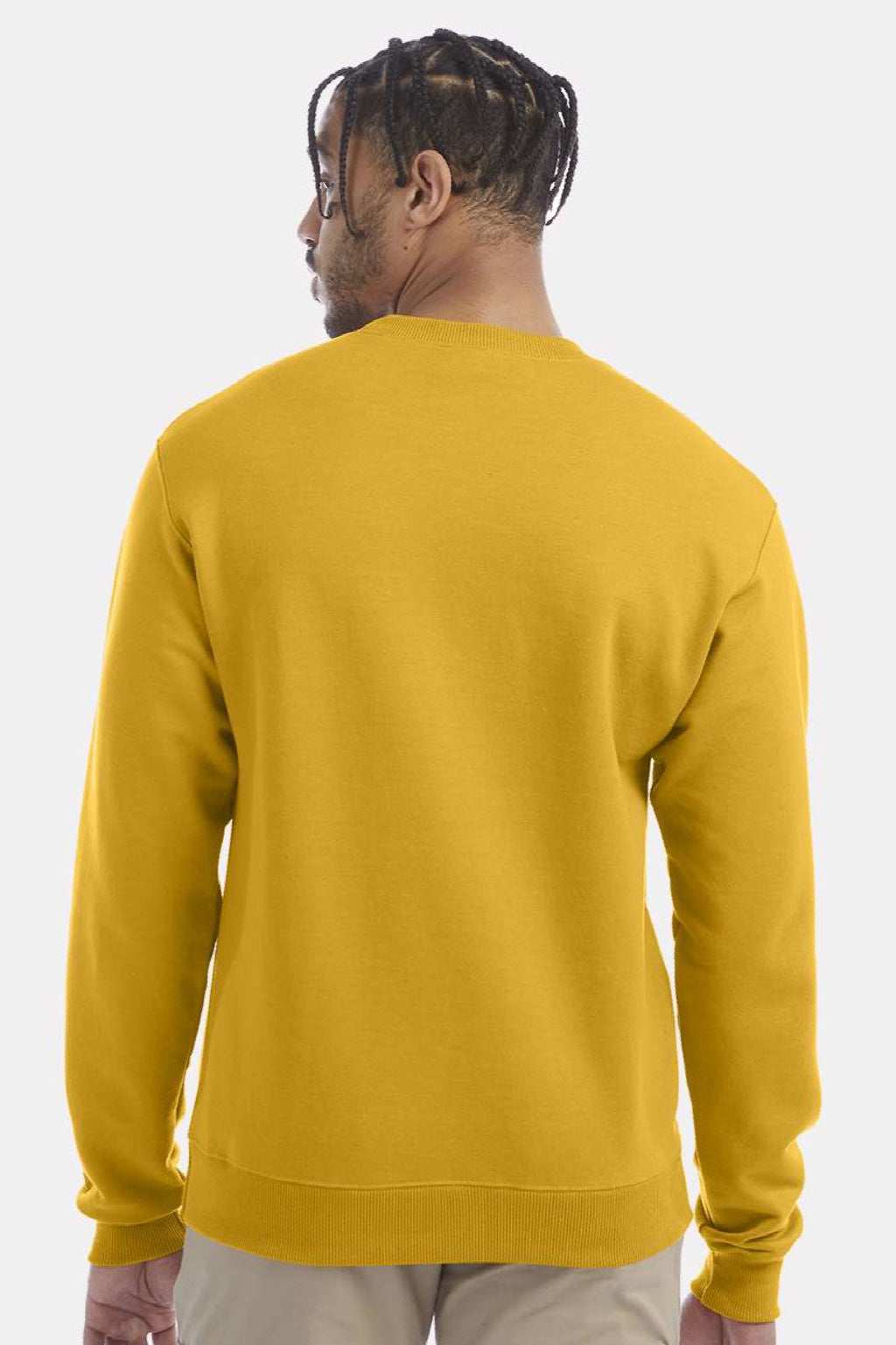 Champion S600 Mens Double Dry Eco Moisture Wicking Fleece Crewneck Sweatshirt Gold Model Back