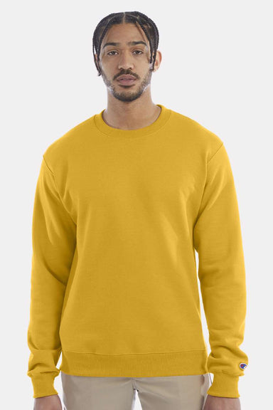 Champion S600 Mens Double Dry Eco Moisture Wicking Fleece Crewneck Sweatshirt Gold Model Front