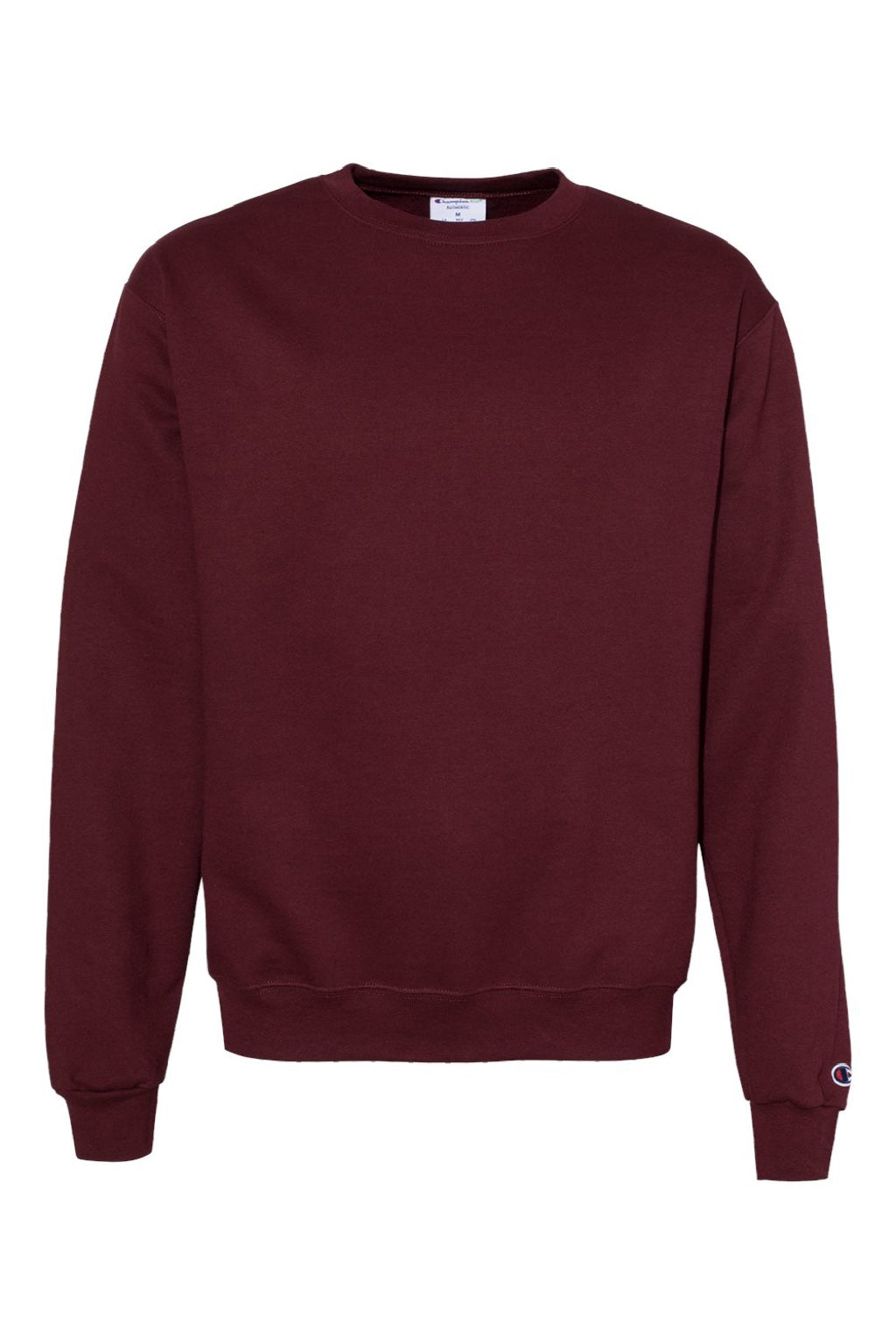 Champion S600 Mens Double Dry Eco Moisture Wicking Fleece Crewneck Sweatshirt Maroon Flat Front