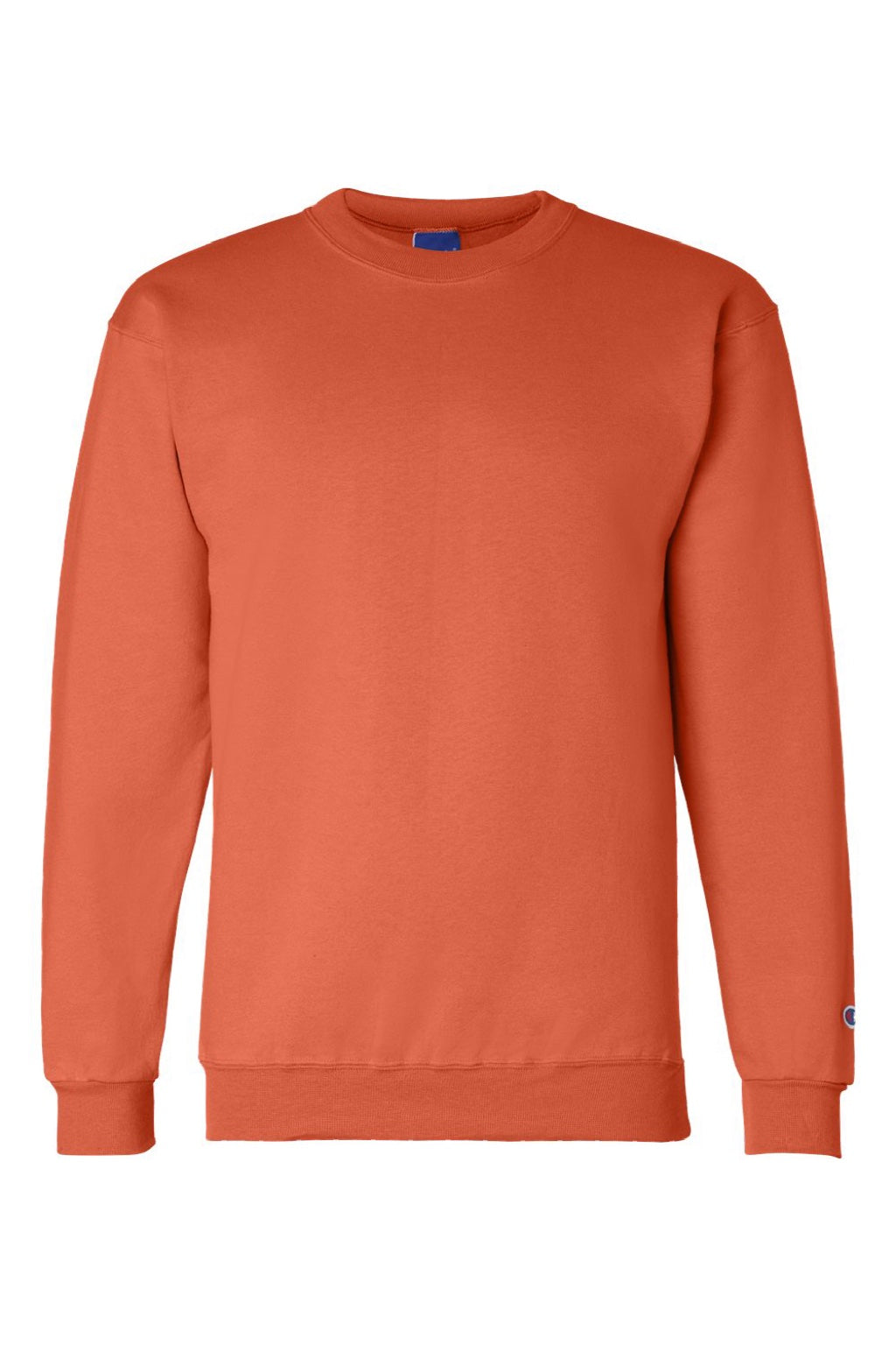 Champion S600 Mens Double Dry Eco Moisture Wicking Fleece Crewneck Sweatshirt Orange Flat Front