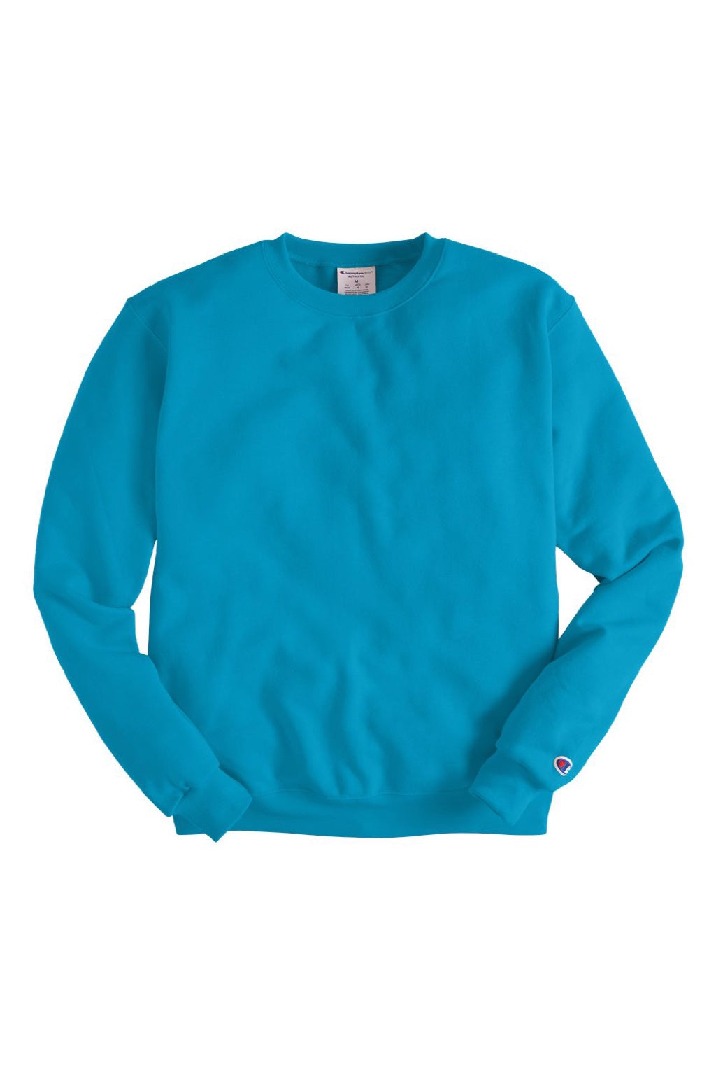 Champion S600 Mens Double Dry Eco Moisture Wicking Fleece Crewneck Sweatshirt Tempo Teal Blue Flat Front