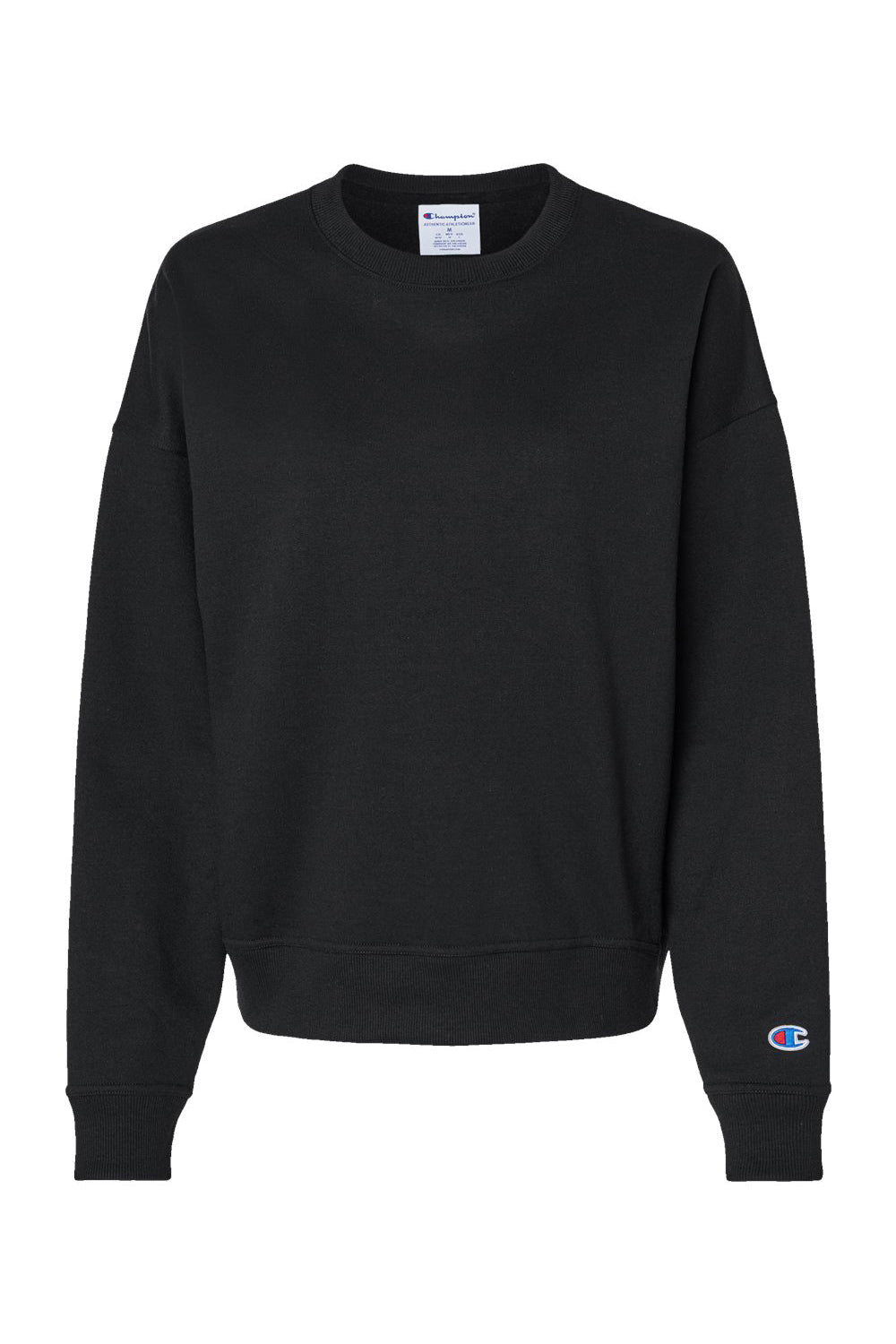 Champion S650 Womens PowerBlend Crewneck Sweatshirt Black Flat Front