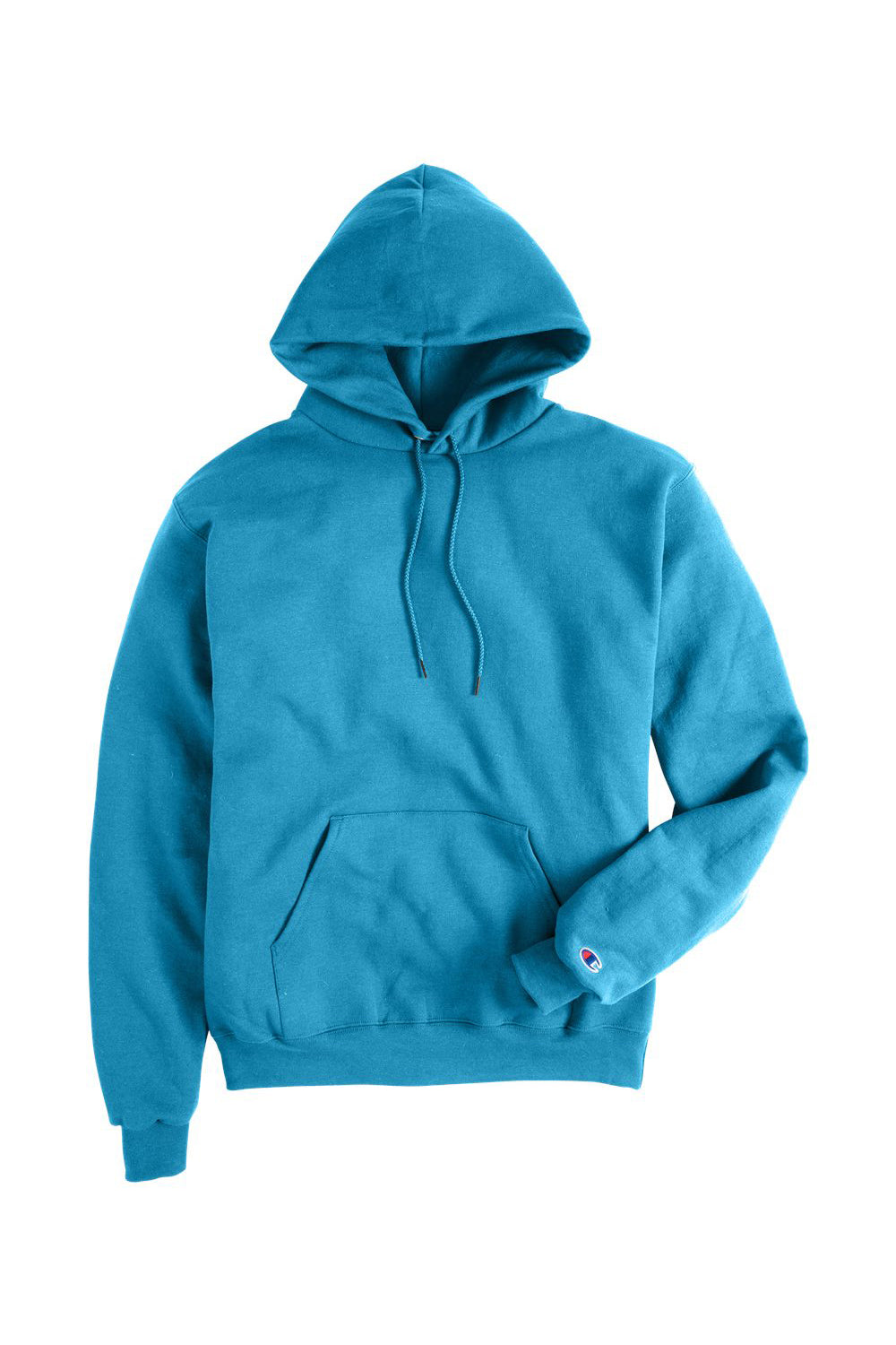 Champion S700 Mens Double Dry Eco Moisture Wicking Fleece Hooded Sweatshirt Hoodie w/ Pouch Pocket Lagoon Blue Flat Front