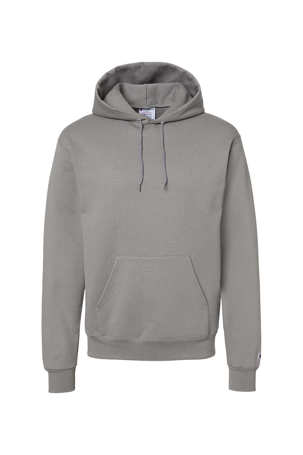 Champion S700 Mens Double Dry Eco Moisture Wicking Fleece Hooded Sweatshirt Hoodie w/ Pouch Pocket Stone Grey Flat Front