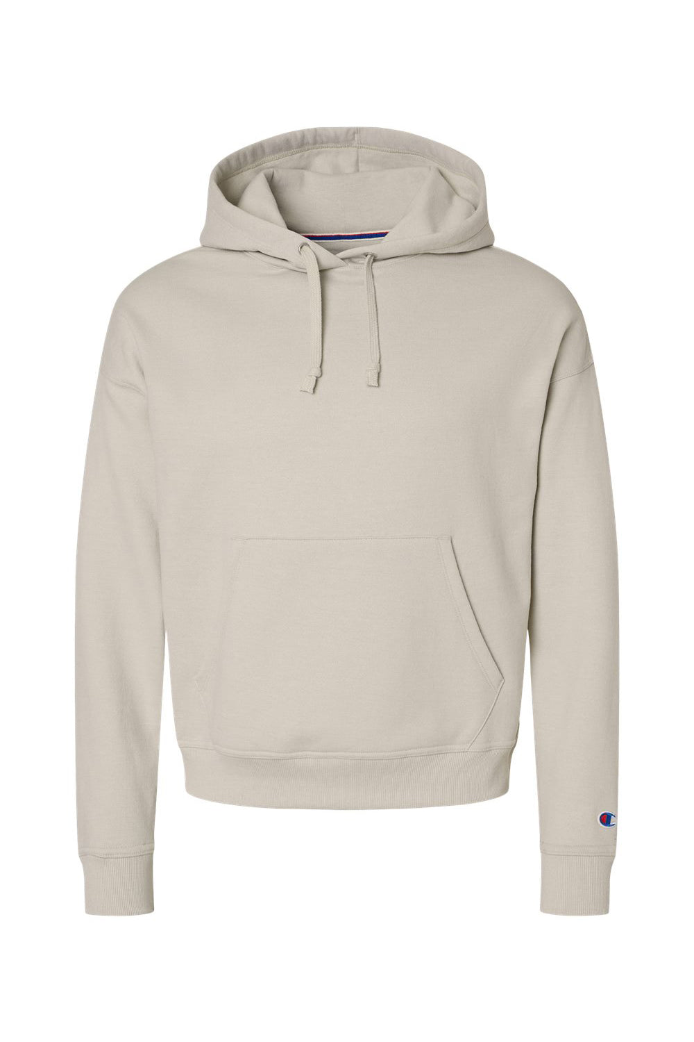 Champion S760 Womens PowerBlend Relaxed Hooded Sweatshirt Hoodie w/ Pouch Pocket Sand Flat Front