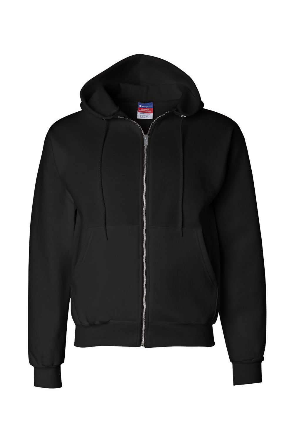 Champion S800 Mens Double Dry Eco Moisture Wicking Fleece Full Zip Hooded Sweatshirt Hoodie w/ Pockets Black Flat Front