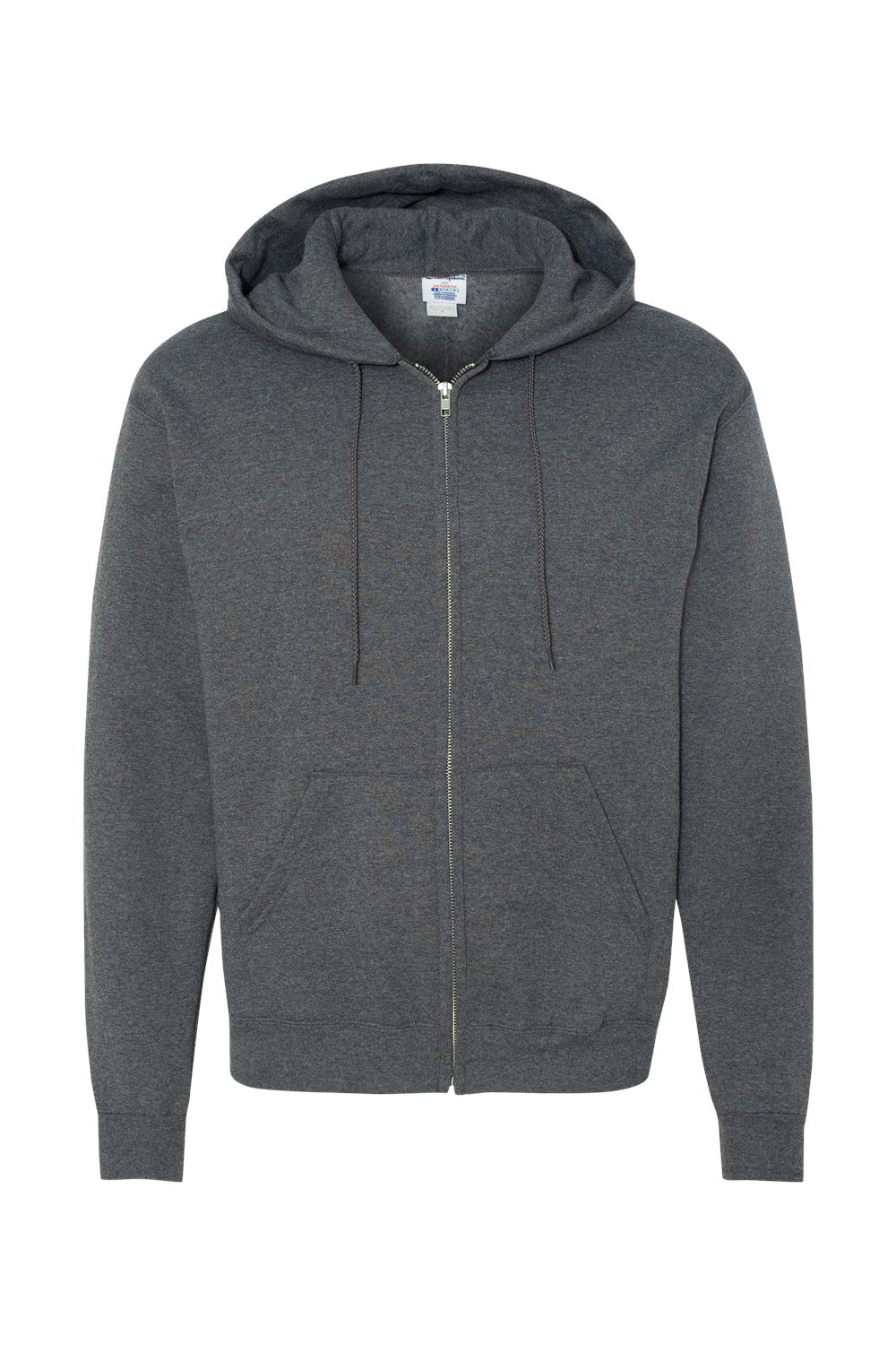 Champion S800 Mens Double Dry Eco Moisture Wicking Fleece Full Zip Hooded Sweatshirt Hoodie w/ Pockets Heather Charcoal Grey Flat Front