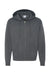 Champion S800 Mens Double Dry Eco Moisture Wicking Fleece Full Zip Hooded Sweatshirt Hoodie w/ Pockets Heather Charcoal Grey Flat Front