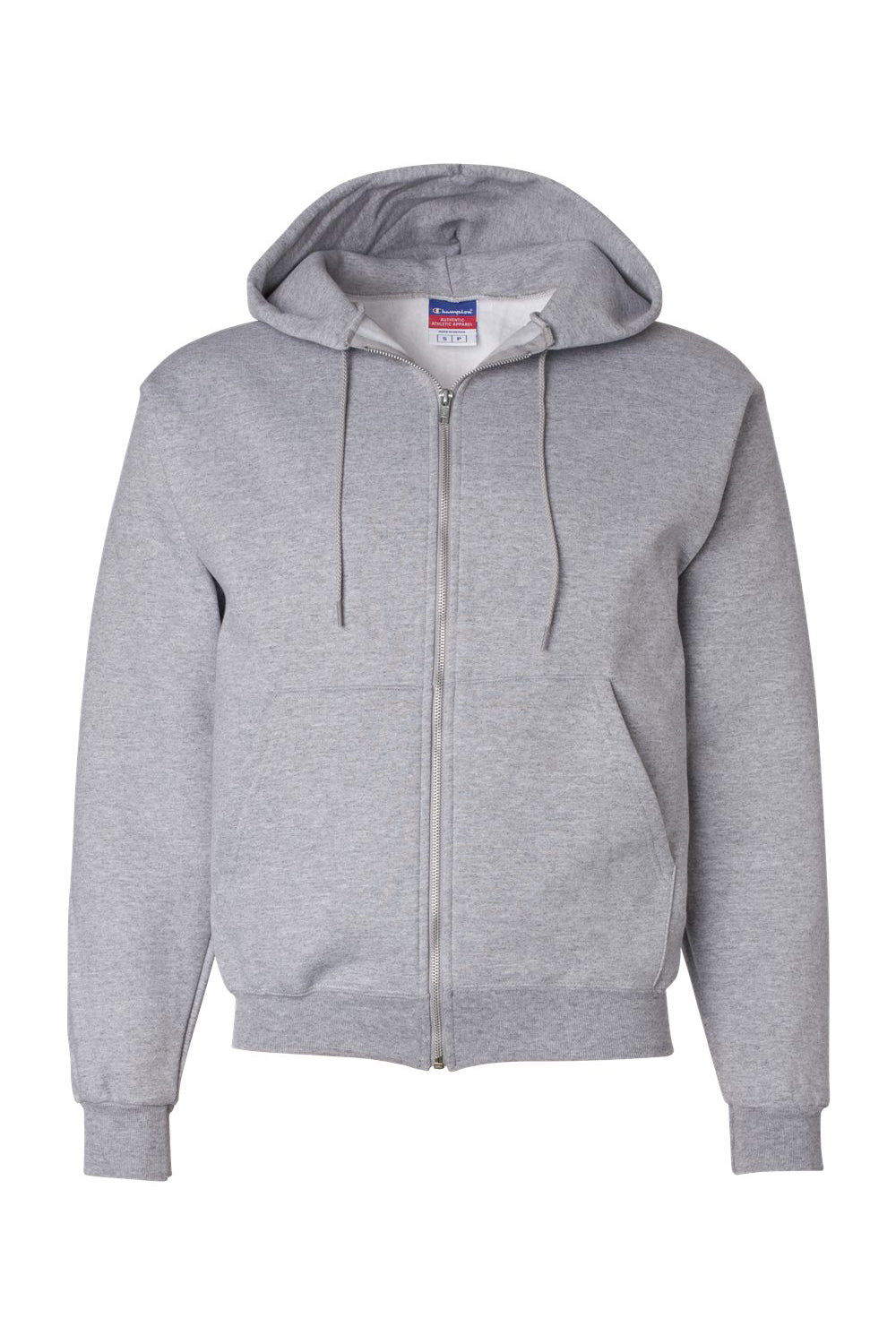 Champion S800 Mens Double Dry Eco Moisture Wicking Fleece Full Zip Hooded Sweatshirt Hoodie w/ Pockets Light Steel Grey Flat Front