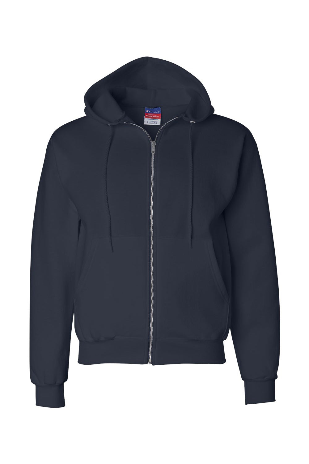 Champion S800 Mens Double Dry Eco Moisture Wicking Fleece Full Zip Hooded Sweatshirt Hoodie w/ Pockets Navy Blue Flat Front