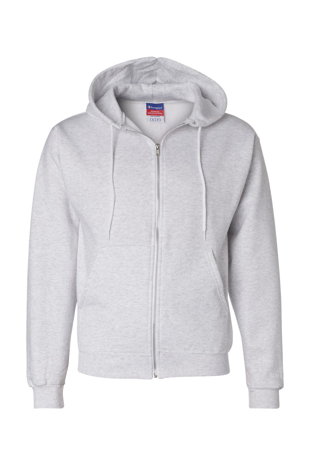 Champion S800 Mens Double Dry Eco Moisture Wicking Fleece Full Zip Hooded Sweatshirt Hoodie w/ Pockets Silver Grey Flat Front