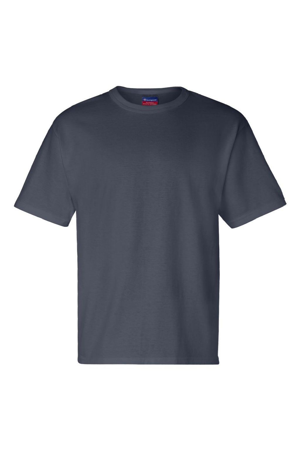 Champion T105 Mens Heritage Short Sleeve Crewneck T-Shirt Navy Blue Flat Front
