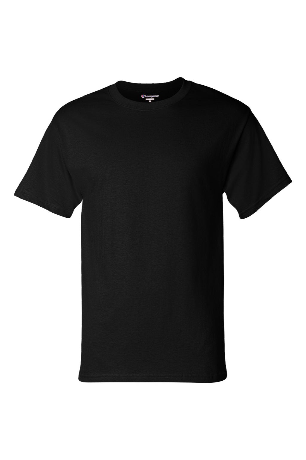 Champion T425 Mens Short Sleeve Crewneck T-Shirt Black Flat Front