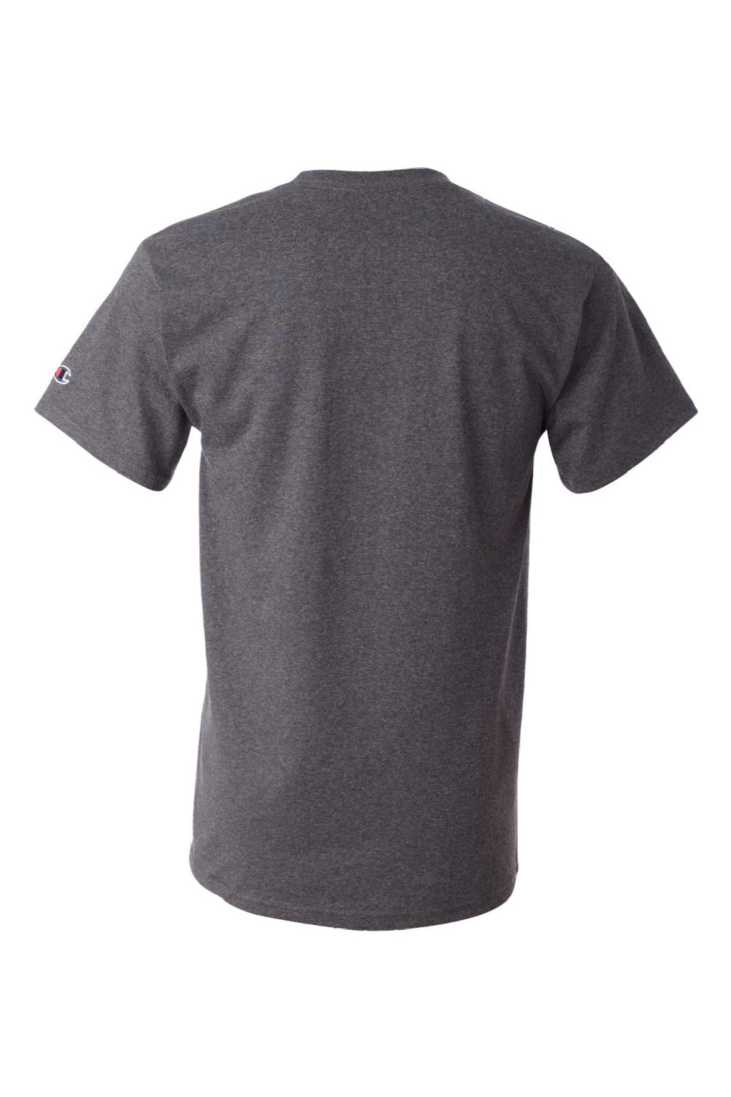 Champion T425 Mens Short Sleeve Crewneck T-Shirt Heather Charcoal Grey Flat Back