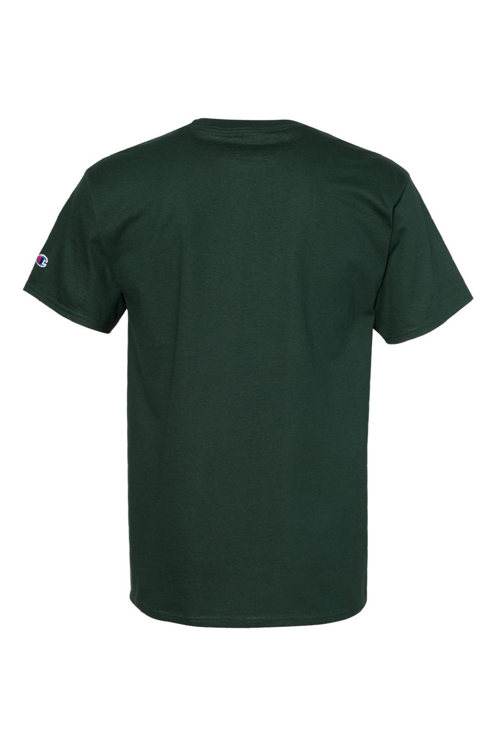 Champion T425 Mens Short Sleeve Crewneck T-Shirt Dark Green Flat Back