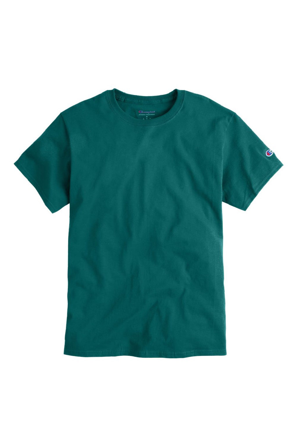 Champion T425 Mens Short Sleeve Crewneck T-Shirt Emerald Green Flat Front