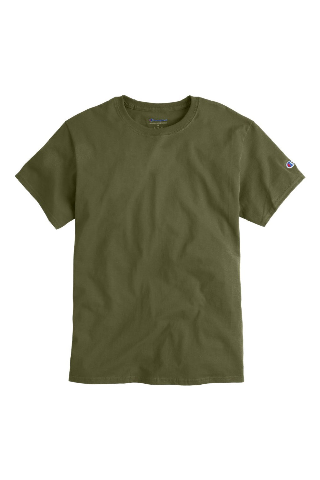 Champion T425 Mens Short Sleeve Crewneck T-Shirt Fresh Olive Green Flat Front