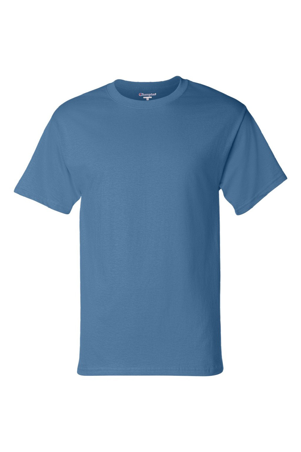 Champion T425 Mens Short Sleeve Crewneck T-Shirt Light Blue Flat Front