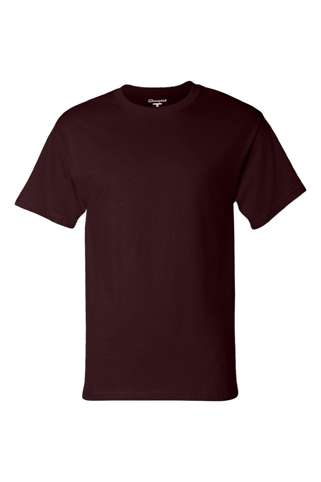Champion T425 Mens Short Sleeve Crewneck T-Shirt Maroon Flat Front