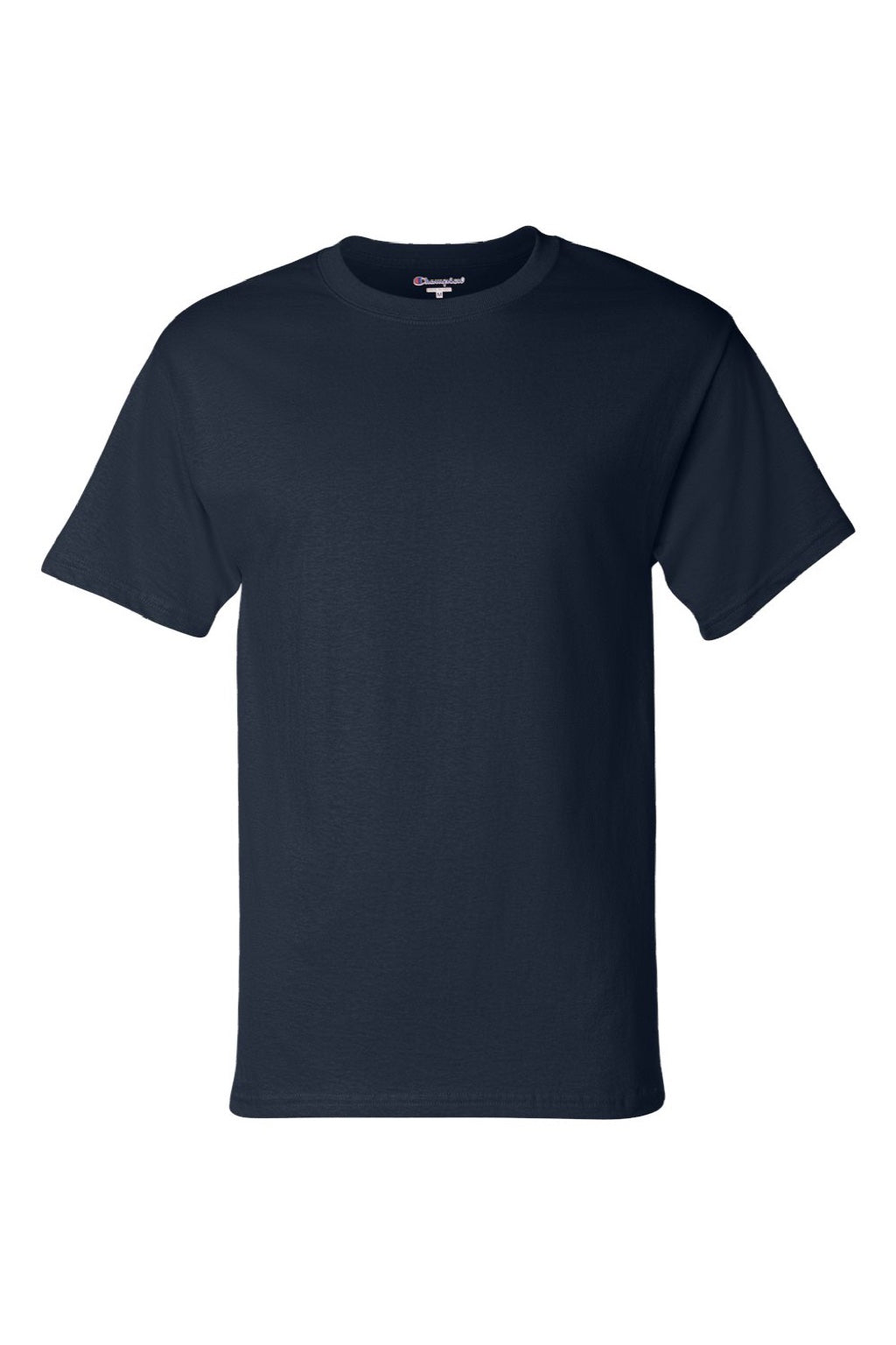 Champion T425 Mens Short Sleeve Crewneck T-Shirt Navy Blue Flat Front