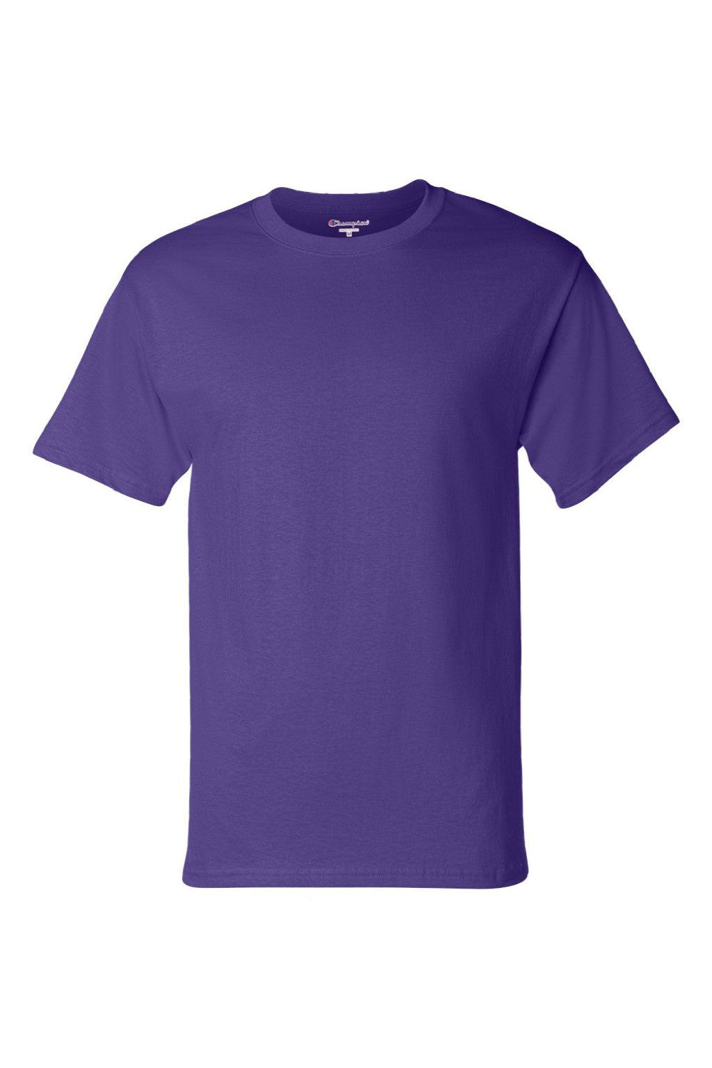 Champion T425 Mens Short Sleeve Crewneck T-Shirt Purple Flat Front