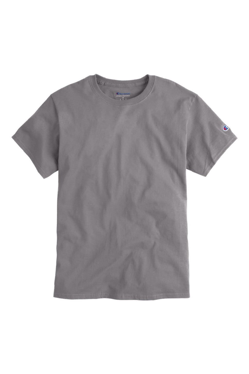 Champion T425 Mens Short Sleeve Crewneck T-Shirt Stone Grey Flat Front