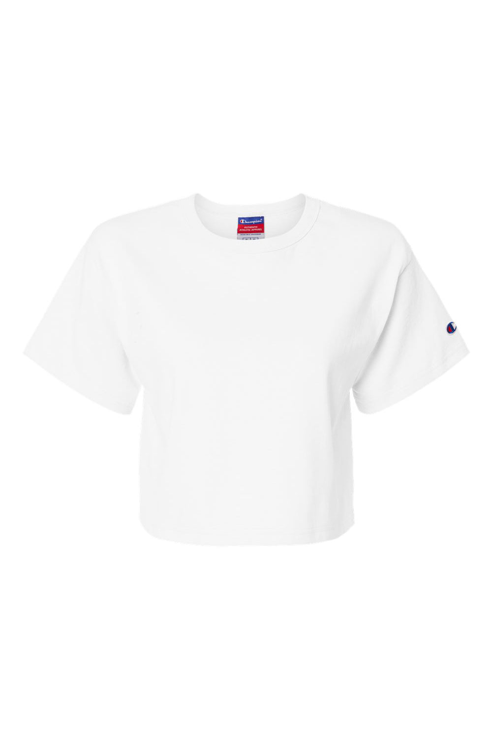 Champion T453W Womens Heritage Cropped Short Sleeve Crewneck T-Shirt White Flat Front
