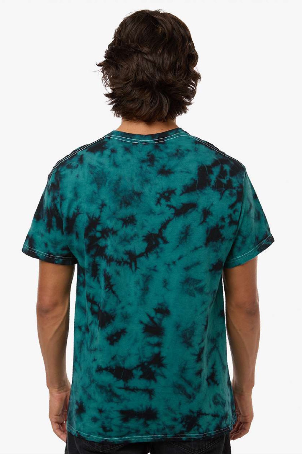 Colortone 1390 Mens Crystal Wash Short Sleeve Crewneck T-Shirt Crystal Jade Green Model Back
