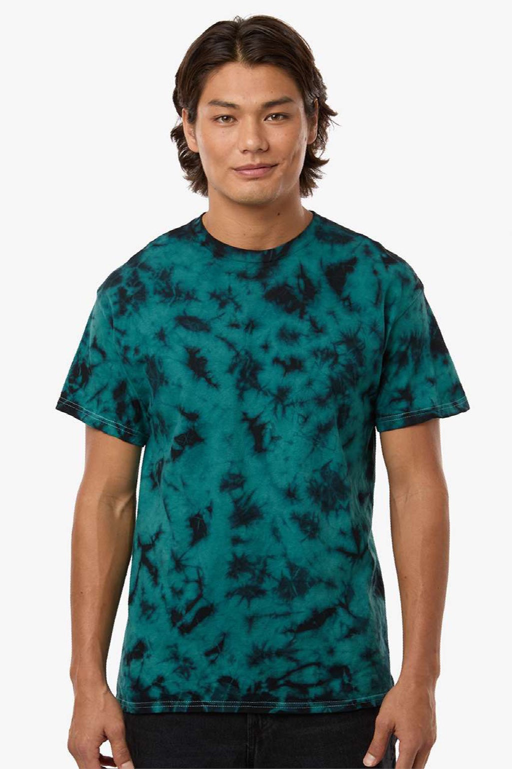 Colortone 1390 Mens Crystal Wash Short Sleeve Crewneck T-Shirt Crystal Jade Green Model Front