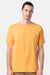 ComfortWash By Hanes GDH100 Mens Short Sleeve Crewneck T-Shirt Butterscotch Yellow Model Front