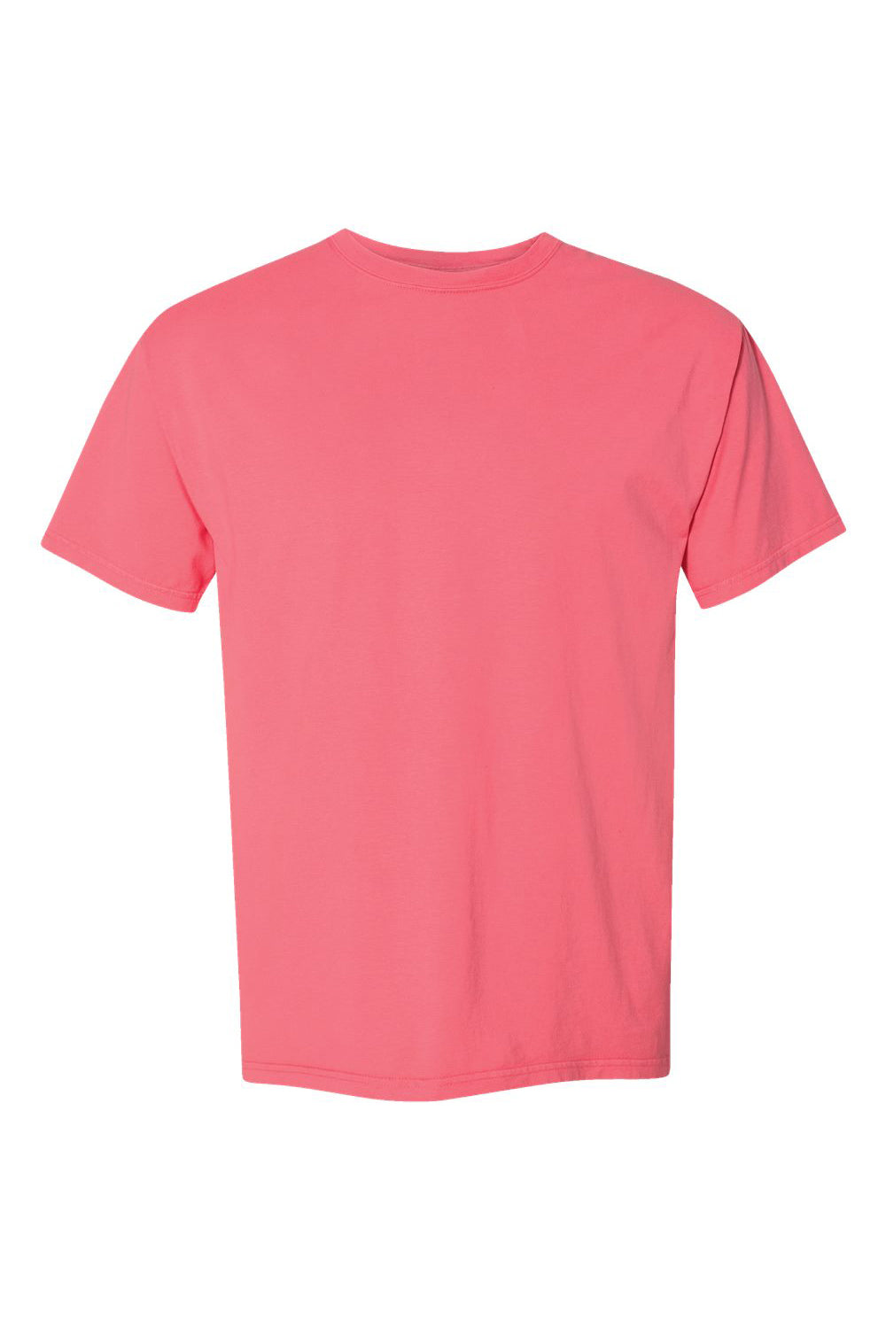ComfortWash By Hanes GDH100 Mens Short Sleeve Crewneck T-Shirt Coral Craze Pink Flat Front