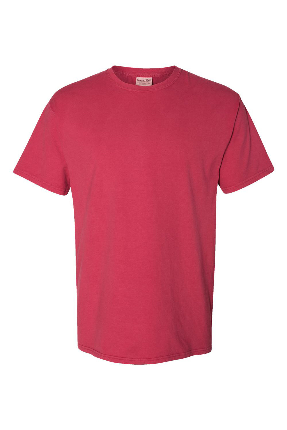 ComfortWash By Hanes GDH100 Mens Short Sleeve Crewneck T-Shirt Crimson Fall Flat Front