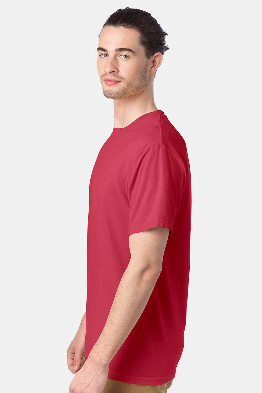 ComfortWash By Hanes GDH100 Mens Short Sleeve Crewneck T-Shirt Crimson Fall Model Side