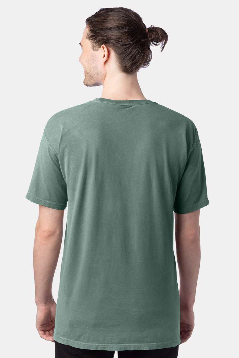 ComfortWash By Hanes GDH100 Mens Short Sleeve Crewneck T-Shirt Cypress Green Model Back