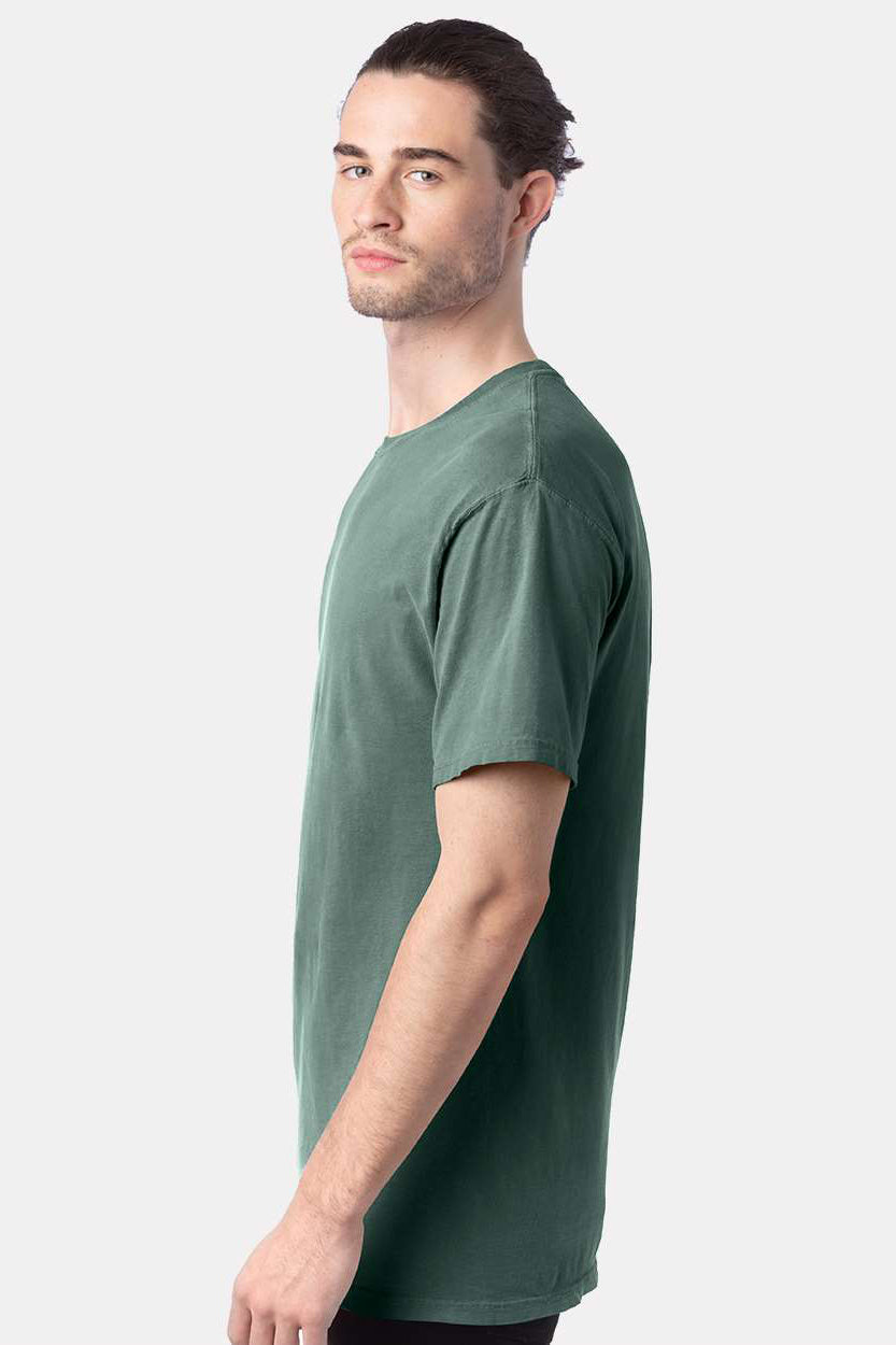 ComfortWash By Hanes GDH100 Mens Short Sleeve Crewneck T-Shirt Cypress Green Model Side