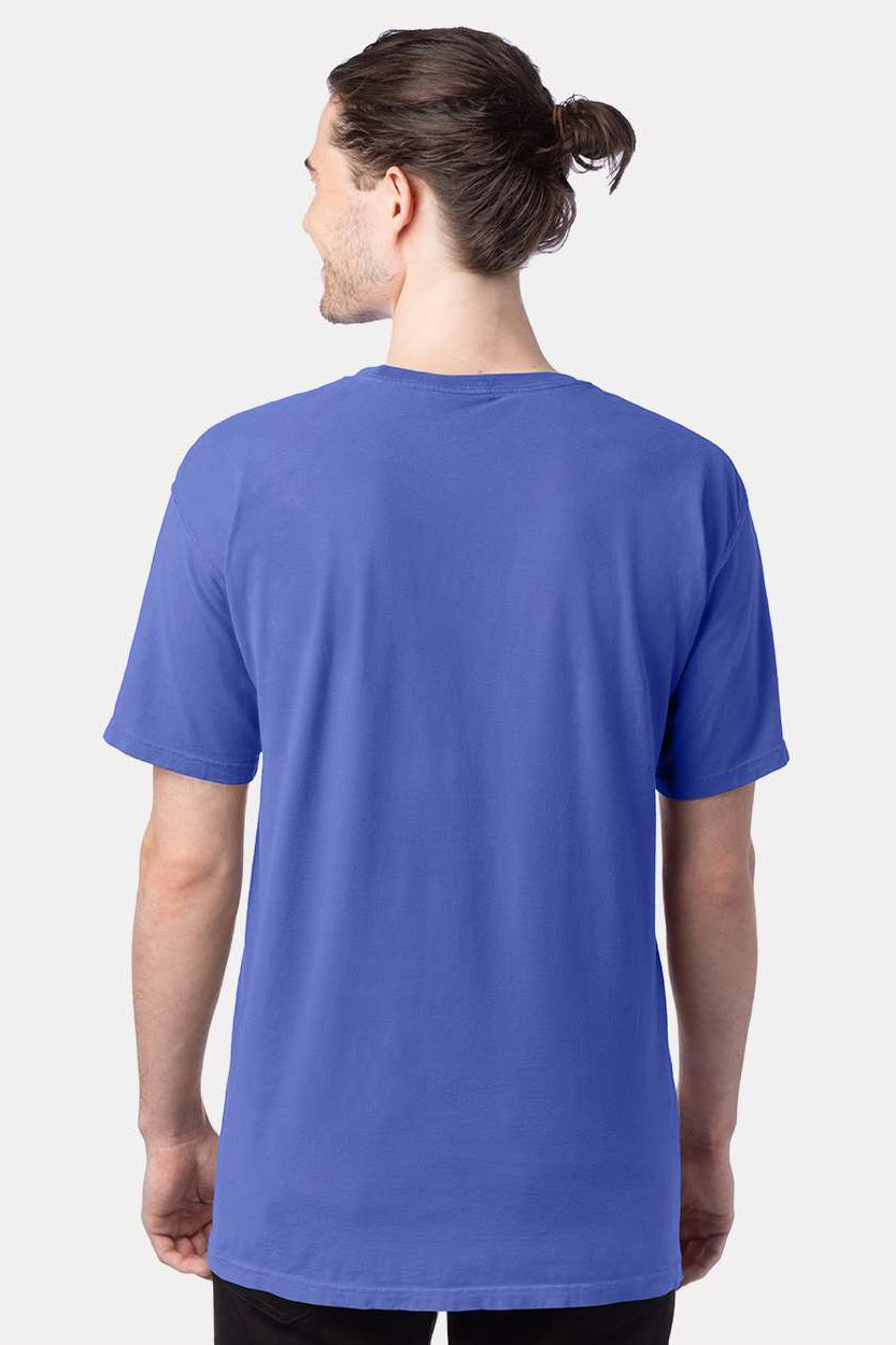 ComfortWash By Hanes GDH100 Mens Short Sleeve Crewneck T-Shirt Deep Forte Purple Model Back