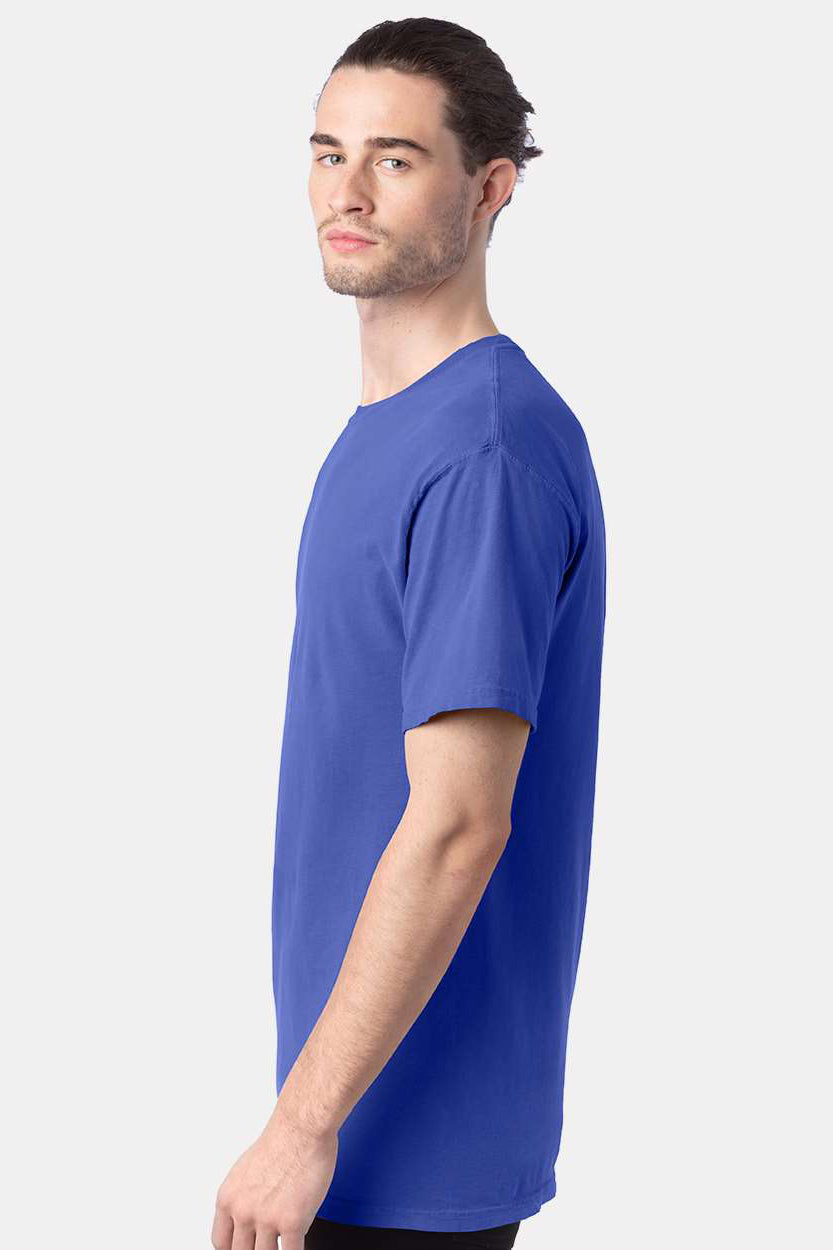ComfortWash By Hanes GDH100 Mens Short Sleeve Crewneck T-Shirt Deep Forte Purple Model Side