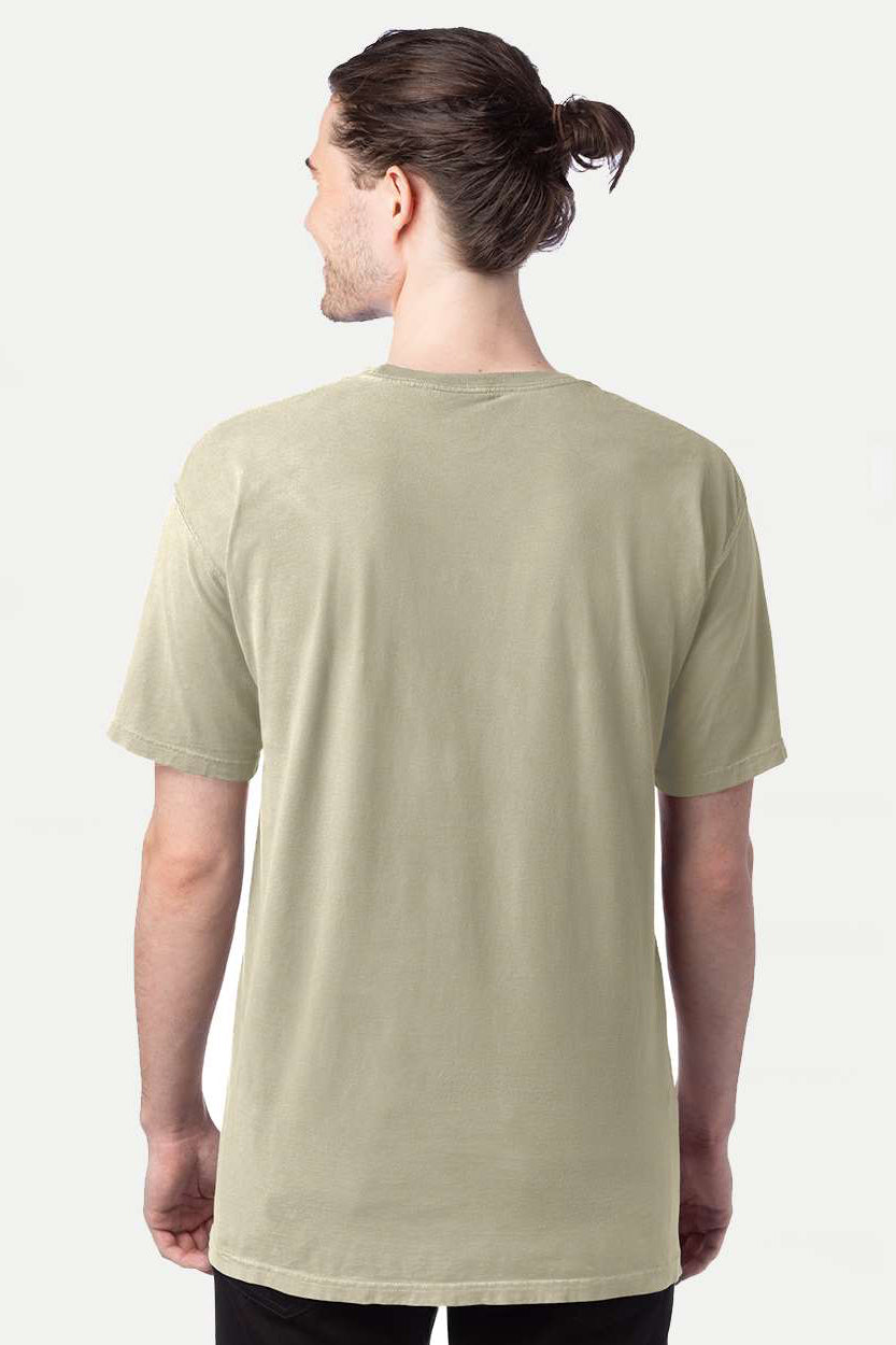 ComfortWash By Hanes GDH100 Mens Short Sleeve Crewneck T-Shirt Faded Fatigue Green Model Back