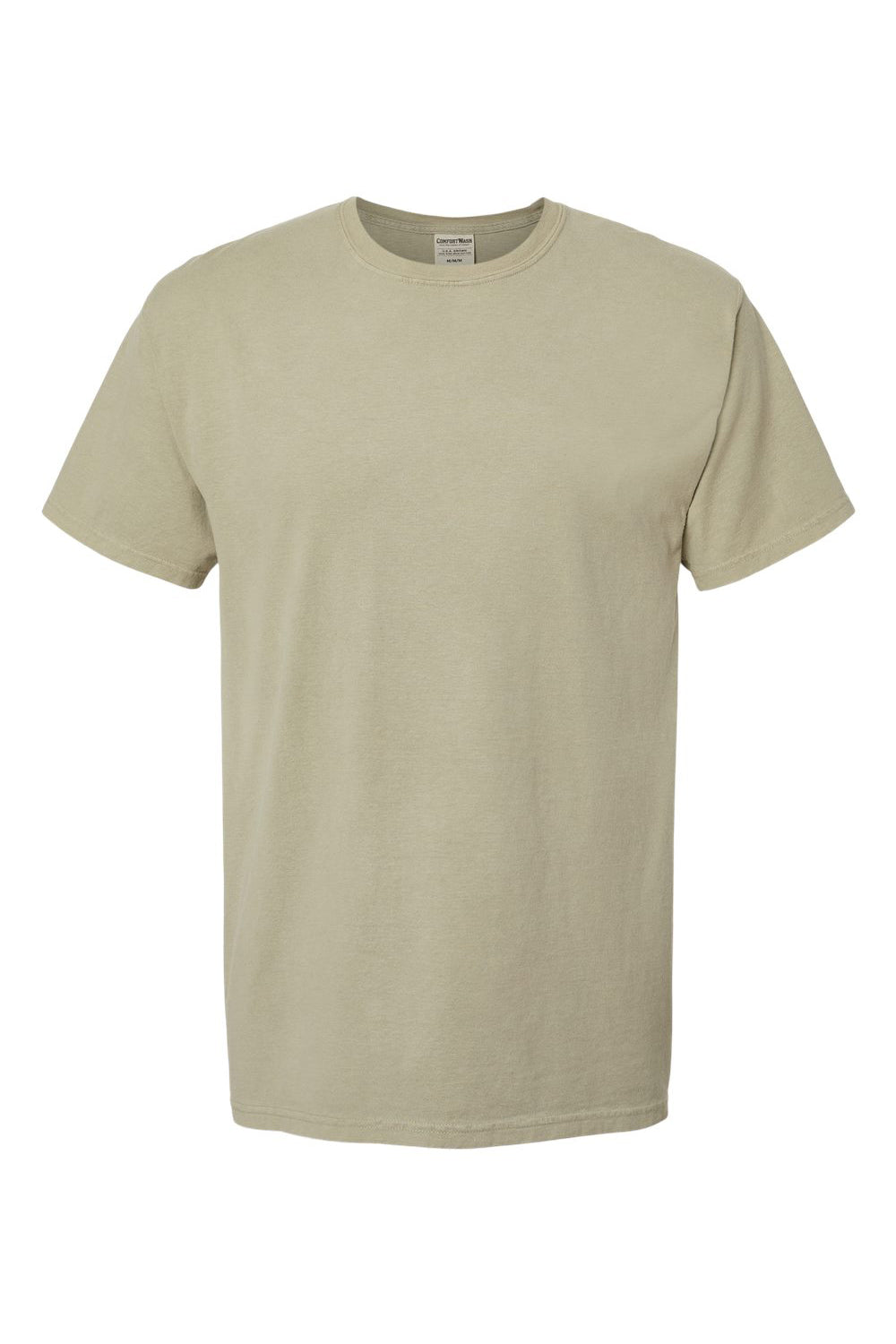 ComfortWash By Hanes GDH100 Mens Short Sleeve Crewneck T-Shirt Faded Fatigue Green Flat Front