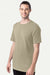ComfortWash By Hanes GDH100 Mens Short Sleeve Crewneck T-Shirt Faded Fatigue Green Model Side