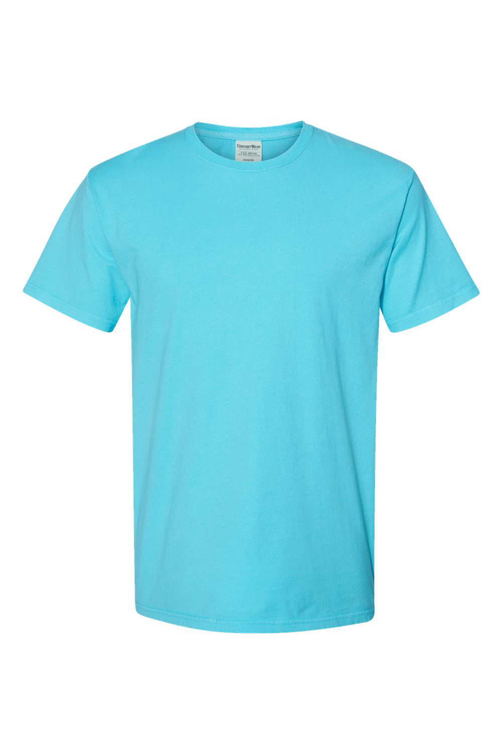 ComfortWash By Hanes GDH100 Mens Short Sleeve Crewneck T-Shirt Freshwater Blue Flat Front