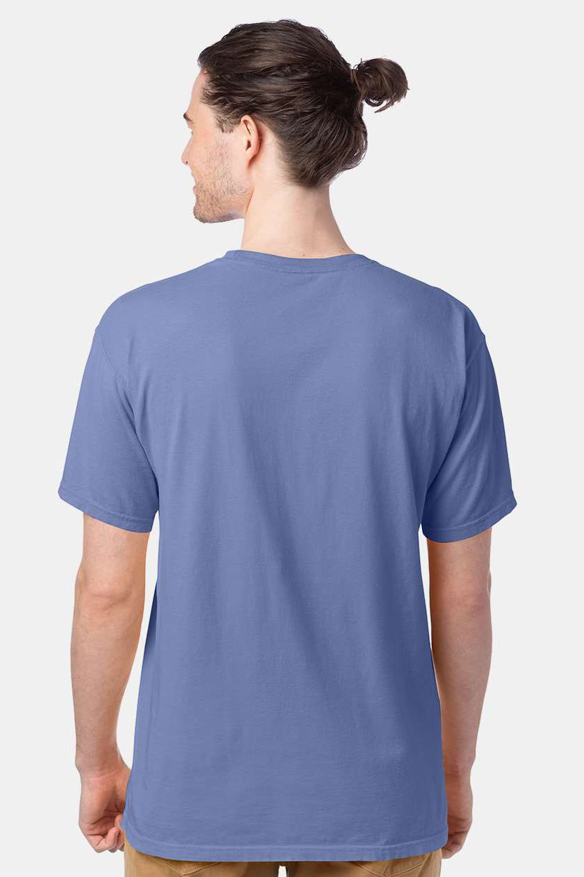 ComfortWash By Hanes GDH100 Mens Short Sleeve Crewneck T-Shirt Frontier Blue Model Back