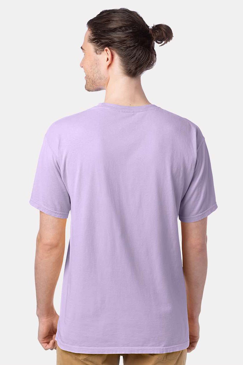 ComfortWash By Hanes GDH100 Mens Short Sleeve Crewneck T-Shirt Future Lavender Purple Model Back