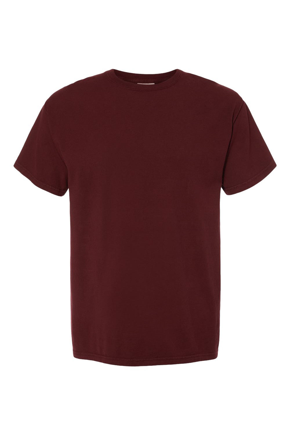 ComfortWash By Hanes GDH100 Mens Short Sleeve Crewneck T-Shirt Maroon Flat Front