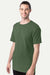 ComfortWash By Hanes GDH100 Mens Short Sleeve Crewneck T-Shirt Moss Green Model Side