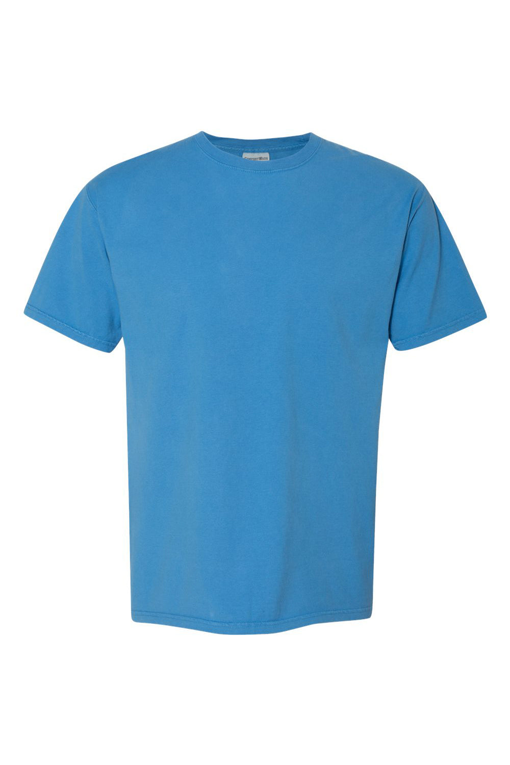 ComfortWash By Hanes GDH100 Mens Short Sleeve Crewneck T-Shirt Summer Sky Blue Flat Front