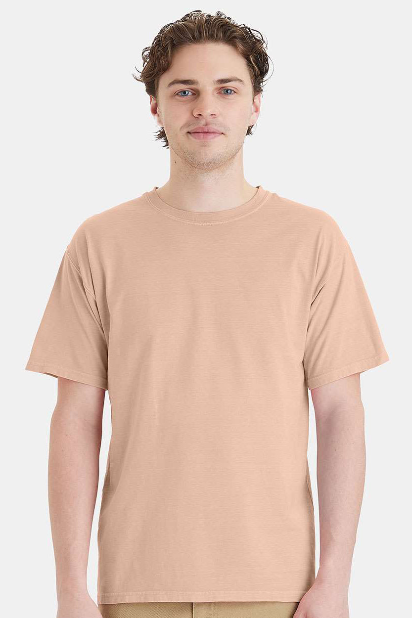 ComfortWash By Hanes GDH11B Mens Botanical Dyed Short Sleeve Crewneck T-Shirt Botanical Annatto Model Front