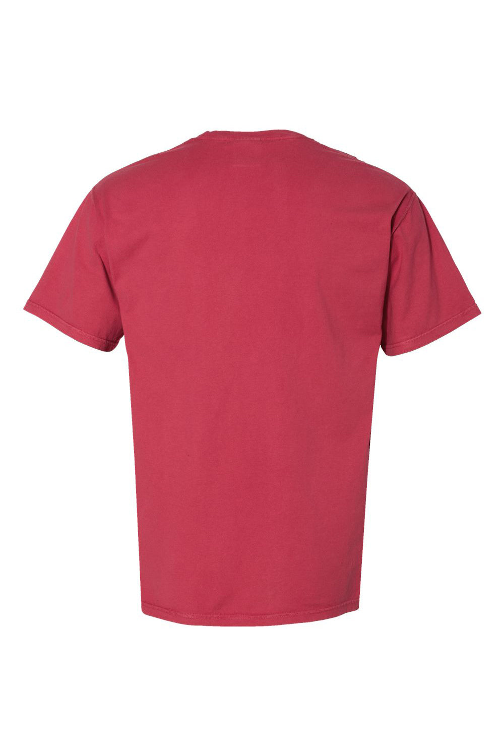 ComfortWash By Hanes GDH150 Mens Short Sleeve Crewneck T-Shirt w/ Pocket Crimson Fall Flat Back