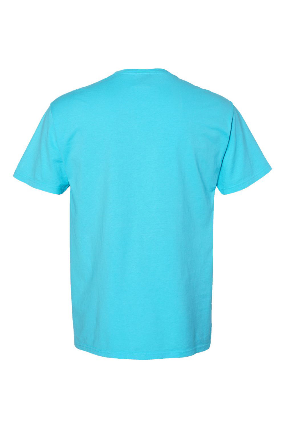 ComfortWash By Hanes GDH150 Mens Short Sleeve Crewneck T-Shirt w/ Pocket Freshwater Blue Flat Back