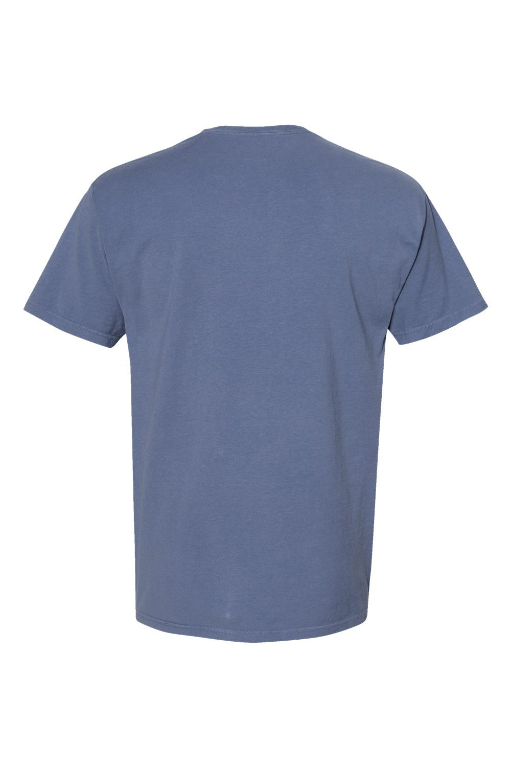ComfortWash By Hanes GDH150 Mens Short Sleeve Crewneck T-Shirt w/ Pocket Saltwater Blue Flat Back
